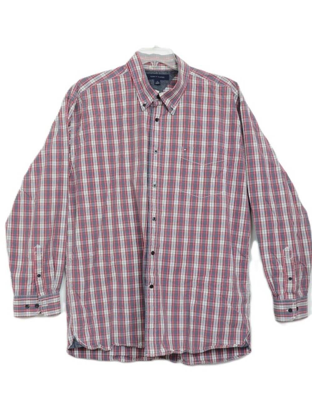 Vintage 90s Tommy HIlfiger Men's XL Multicolor Plaid Long Sleeve Button Up Shirt